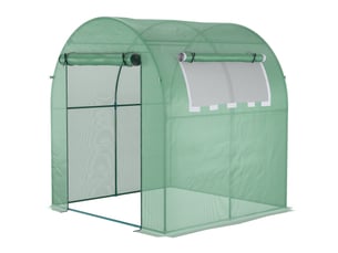Serre de jardin 180x180x200 cm – verte – porte enroulable, fenêtre latérale, couverture pe et protection uv