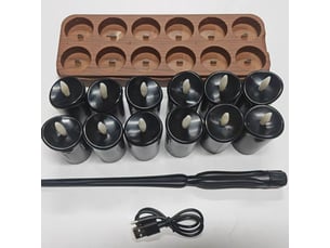 Lot de 12 bougies chauffe-plat led rechargeables sans flamme avec télécommande, minuterie et base de charge, décoration halloween, baguette magique, marron et noir