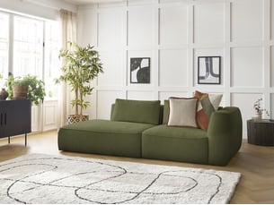 Canapé droit fixe BOBOCHIC LEOPOLD 3 places Tissu vert