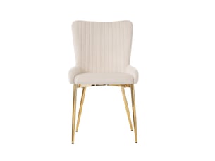 Lot de 2 chaise de salle à manger 58x47x85cm, soutien lombaire, dossier moelleux, pieds métal doré, velours, beige