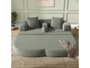 Canapé 2 places convertible lounge 184 cm - extension relax avec accoudoir amovible et porte-gobelet - velours côtelé vert