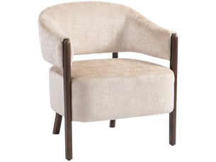 Fauteuil de salon en chenille assise large accoudoirs beige