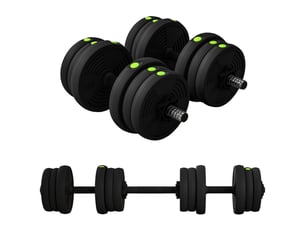 Kit haltères 2 en 1, haltères et barre longue, poids réglable 20 kg pour entraînement à domicile