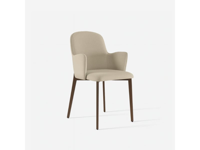 Lot de 4 chaises de salle à manger rembourrées en tissu easy-clean hug - beige - Conforama C