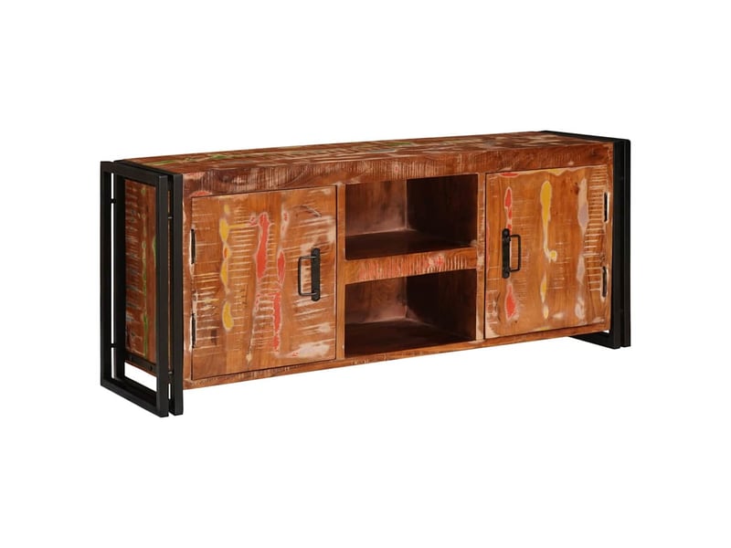  Meuble tv - banc tv - meuble de rangement multicolore 120 x 33 x 50 cm bois massif recyclé  - Conforama B