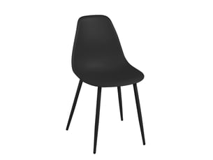 Lot de 4 chaises de cuisine nova noires avec assise en plastique et pieds métal