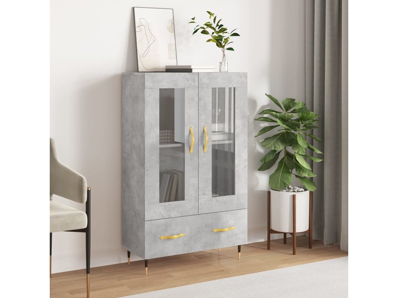  Buffet haut - bahut - meuble de rangement gris béton 69,5x31x115 cm bois d'ingénierie  - Conforama B
