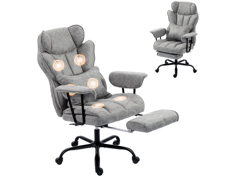  Fauteuil de bureau avec massage et chauffage à 6 points, gris  - Conforama B