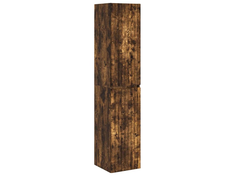  Cabinet salle de bain mural, meuble de rangement chêne fumé 33x34.5x160 cm shl7492  - Conforama A