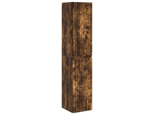 Cabinet salle de bain mural, meuble de rangement chêne fumé 33x34.5x160 cm shl7492
