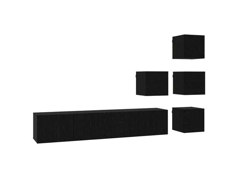  Ensemble meuble tv - banc tv - meuble de rangement 6 pcs chêne noir bois d'ingénierie  - Conforama A