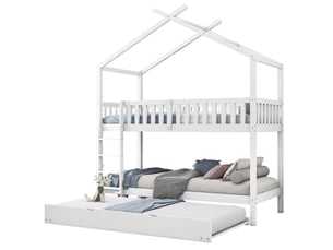 Lit cabane 90x200 cm <strong>KORFEE</strong>  <strong></strong> coloris blanc