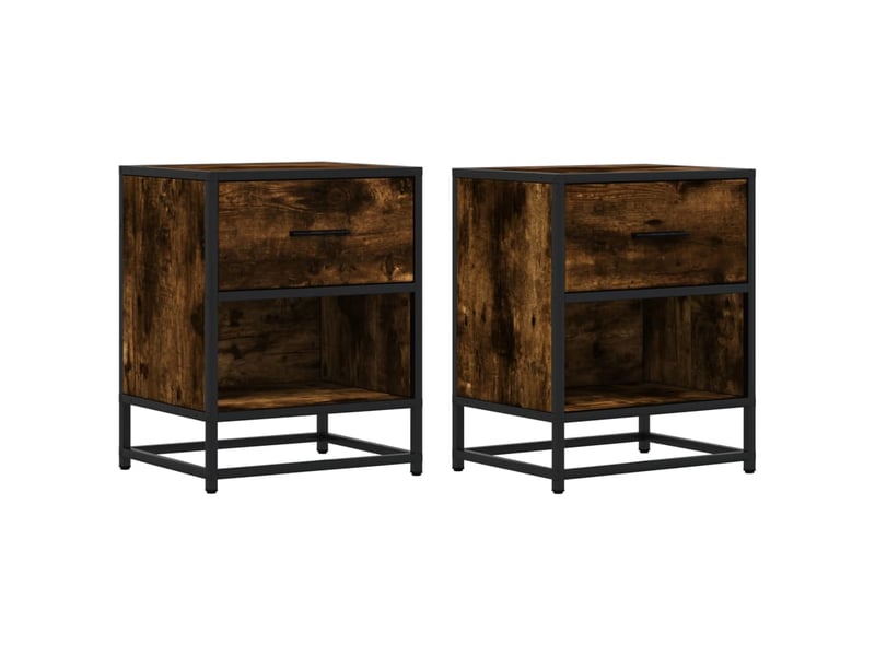  Lot de 2 tables de chevet - cabinet de chevet - table de nuit chêne fumé 40x31x50 cm bois ingénierie  - Conforama A