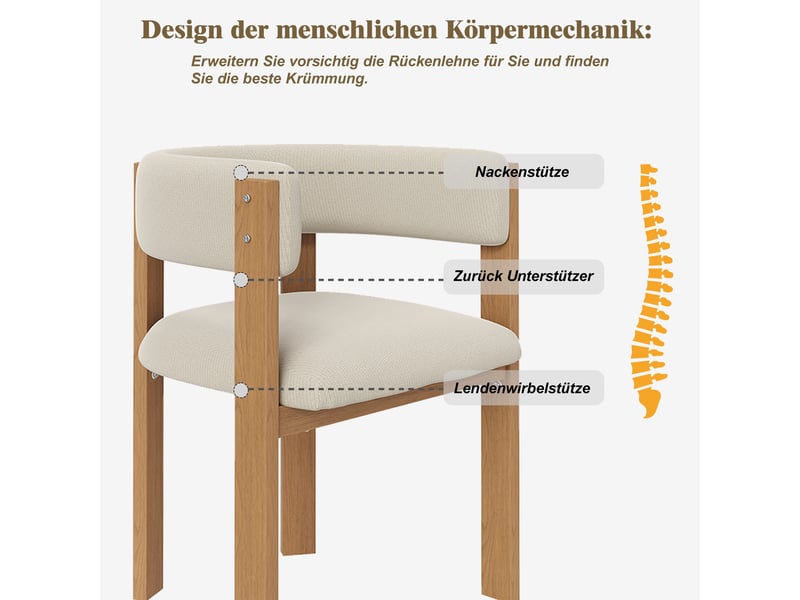  Lot de 4 chaises de salle à manger,47x48x72,5 cm,flanelle et métal,beige  - Conforama E
