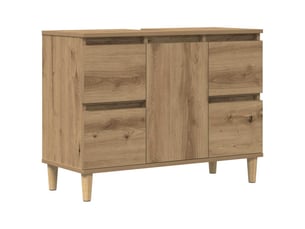 Armoire d'évier, meuble de rangement chêne artisanal 80x33x60 cm bois d'ingénierie shl7422