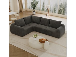 Canapé d'angle compressé gauche fixe <strong>MAISENTIEL</strong> <strong></strong> 4 places Tissu gris foncé