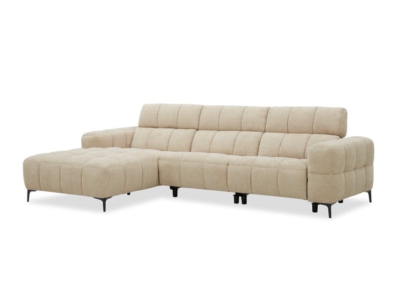  Canapé d'angle relax électrique en velours texturé taupe edelmira - angle gauche KM7965-M3-TAU - Conforama D