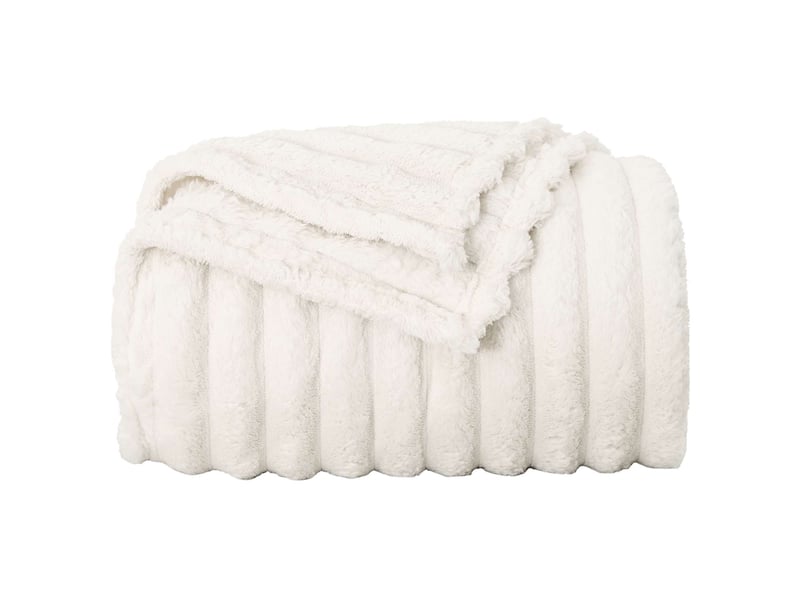 Plaid canapé crème 150x130 cm 0.45 kg polaire - Conforama D
