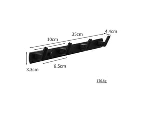 Porte serviette en aluminium 4-hook, murale, noir pour cuisine et barbecue