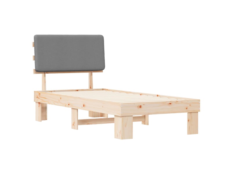  Lit simple- lit adulte -  cadre de lit avec tête de lit rembourrée gris clair 80 x 200 cm  - Conforama C