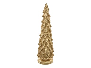 Sapin de noël décoratif en résine or motif feuilles h. 31,5 cm