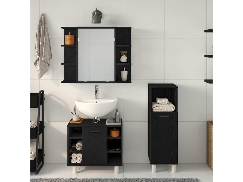 Ensemble de mobilier de salle de bain 3 pc noir cf64409 - Conforama D