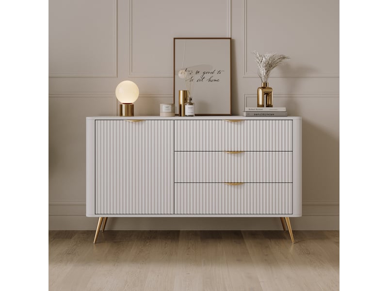  Buffet halilomo, commode 3 tiroirs, 138x38x81h cm blanc Halilomo - Conforama B