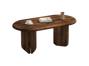 Table basse ovale 99x50x40 cm en mdf couleur marron, design moderne