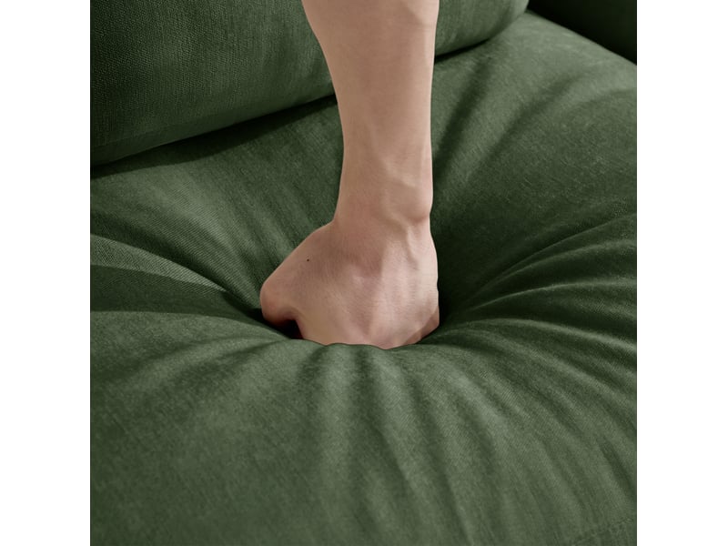  Canapé droit modulable 2 places avec 2 ottomanes 176x143x88 cm en chenille vert  - Conforama R