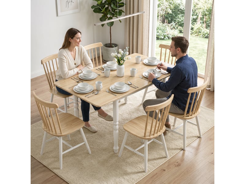  Table pliante pour 2 à 6 personnes, plateau rabattable effet bois, finition naturelle  - Conforama C