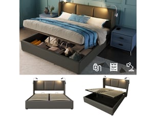 Lit coffre 180x200 cm IKSETERA TRADING LTD coloris gris