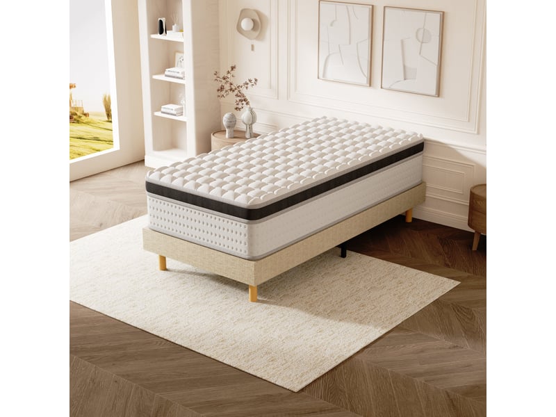  Ensemble matelas à ressorts + sommier 90x190 cm, mousse à mémoire de forme,épaisseur 25cm  - Conforama E