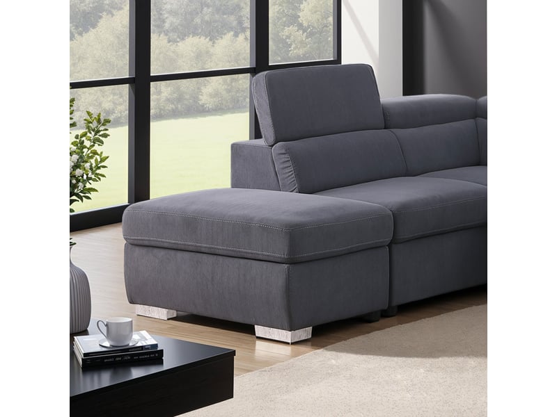  Canapé d'angle à gauche 268x163x82 cm en velours anthracite - sven  - Conforama C