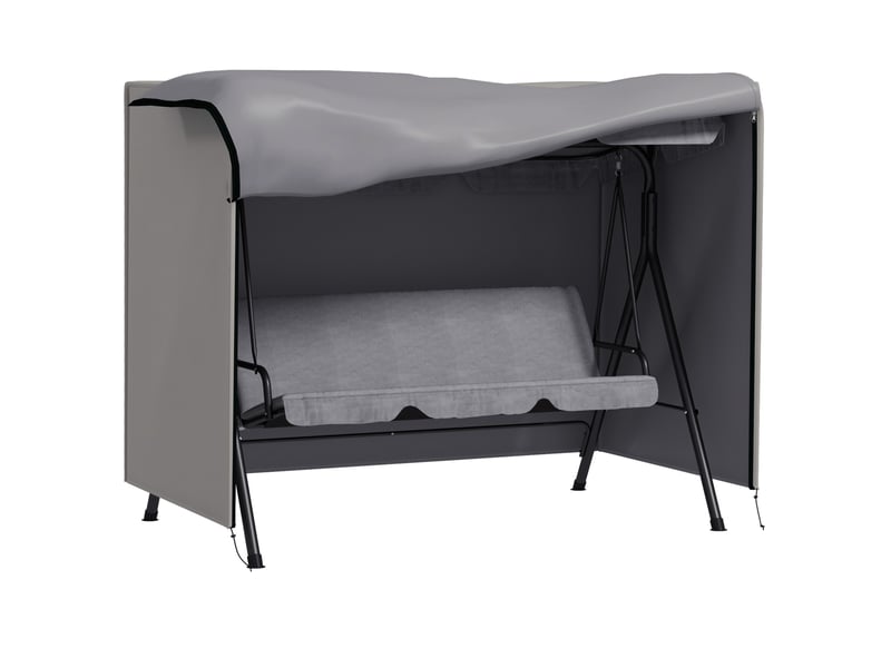  Housse de protection pour balançoire de jardin 205 x 124 x 164 cm – grise – imperméable et zippée avec fixation au sol  - Conforama A