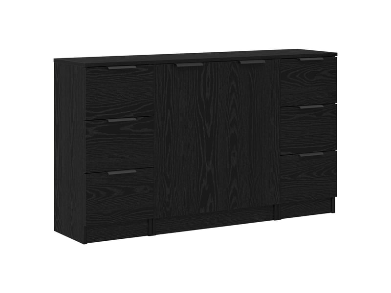  Buffet - bahut - meuble de rangement 3 pc chêne noir 121 x 30 x 70 cm bois d'ingénierie  - Conforama A