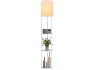 Lampadaire avec étagères, 3 températures de couleur et télécommande pour salon, chambre, bureau, blanc