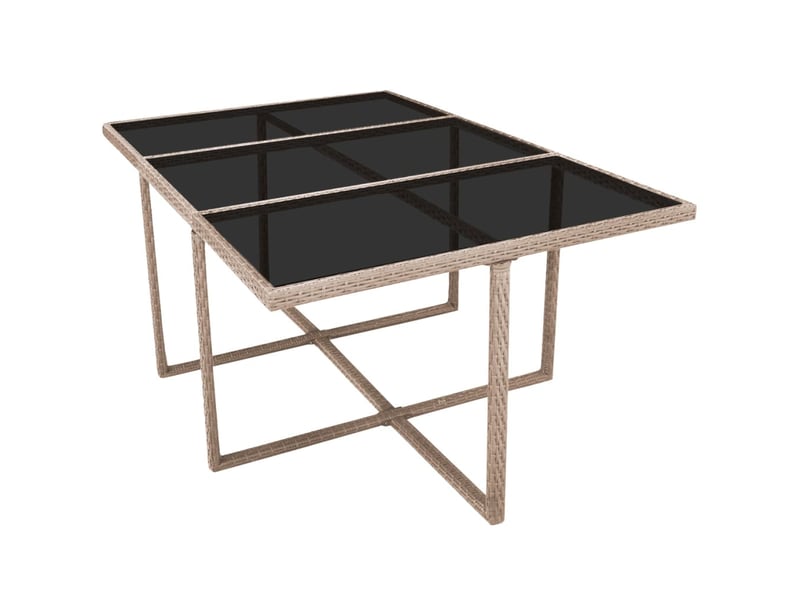  Salon de jardin meuble d'extérieur ensemble de mobilier encastrable avec coussins 11 pièces rotin beige 02_0018332  - Conforama D