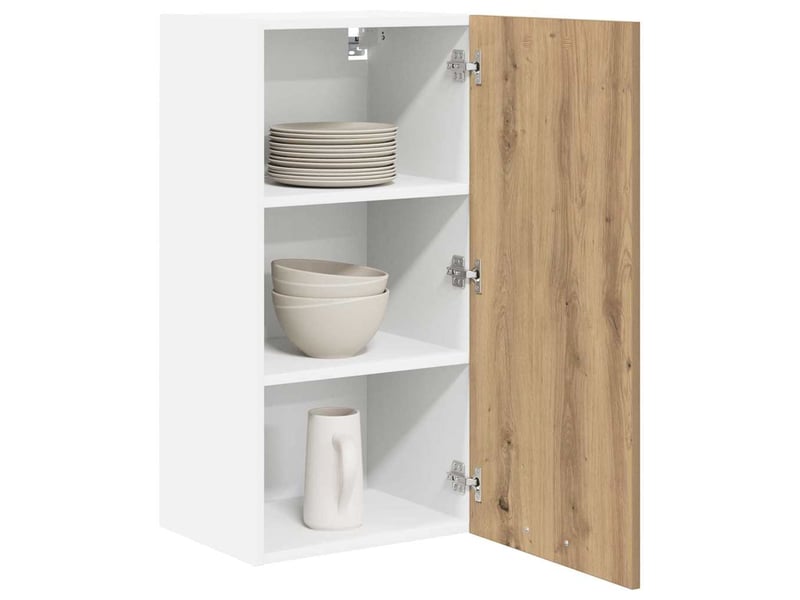  Meuble de rangement cuisine, armoire suspendue chêne artisan et blanc 40x31x80cm  - Conforama C