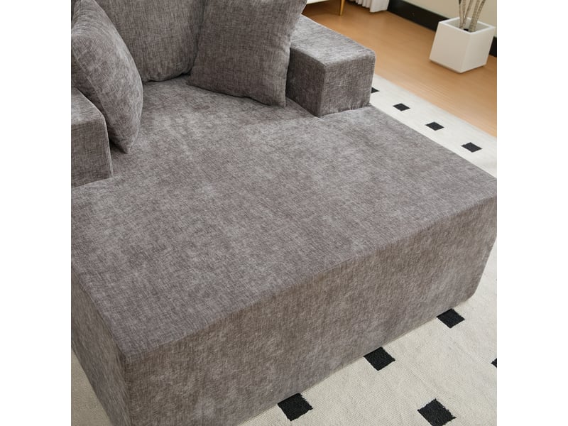  Canapé modulable en tissu chenille gris - canapé compressé sans montage pour salon moderne  - Conforama E