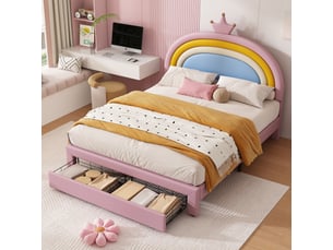 Lit avec rangement 140x200 cm SWEIKO coloris rose