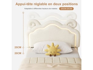 Lit avec rangement 90x200 cm <strong>YELENARO</strong> <strong></strong> coloris beige