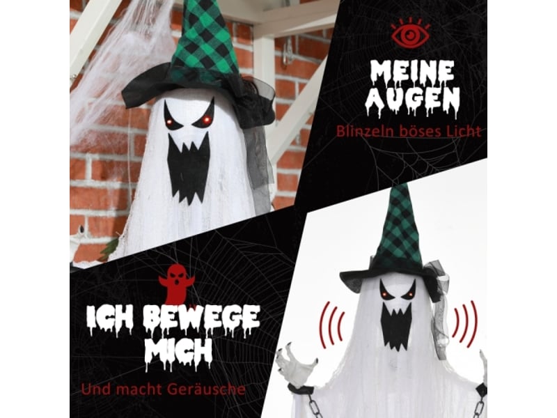  Décoration halloween fantôme animé, hurlement effrayant, à piles, effet mouvement  - Conforama C