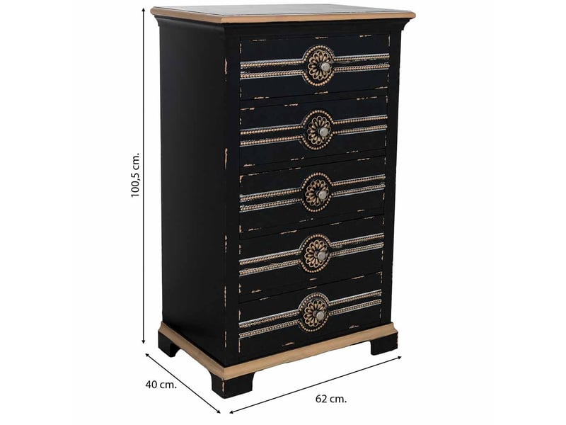  Commode en bois noir 62x40x100,5 cm h  - Conforama C