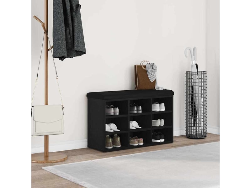  Banc à chaussures, banc de rangement noir 82x32x50 cm bois d'ingénierie  - Conforama B