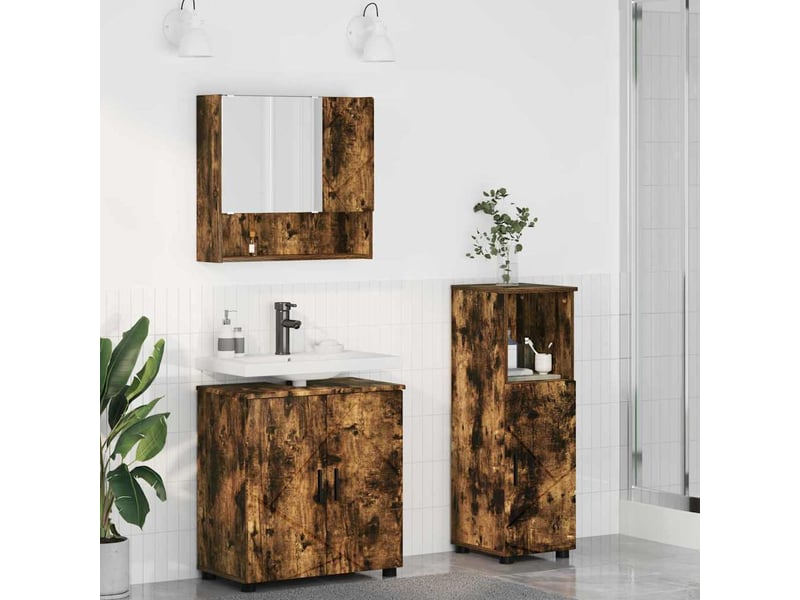 Ensemble de mobilier de salle de bain 3 pc chêne fumé cf64310  - Conforama B