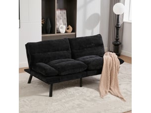Canapé droit fixe OKWISH 2 places Tissu noir