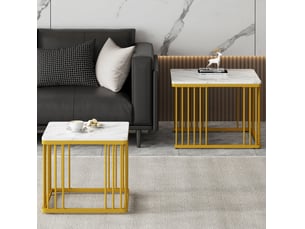 Table basse carré(e) coloris blanc <strong>HAUSS SPOLE</strong> <strong></strong> - 60 cmx45 cm