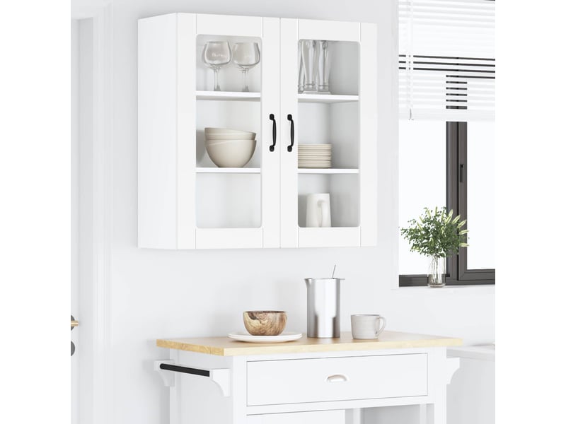 Meuble mural de cuisine, cabinet en verre mural blanc 80x31x80cm shl6250 - Conforama D