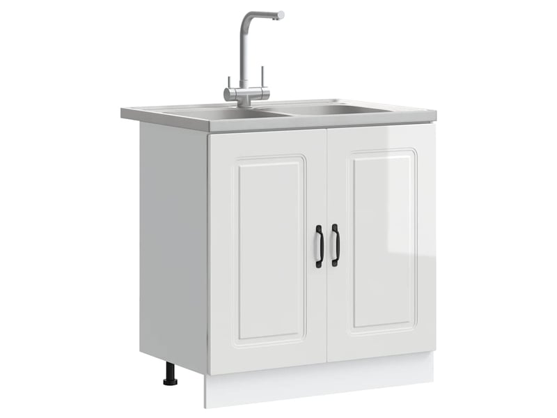  Meuble de rangement, armoire de cuisine kalmar blanc brillant 80x46x81,5cm  - Conforama C