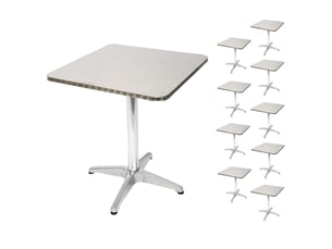 10x table de bistro m28, set de tables de jardin, rectangulaire, 60cm